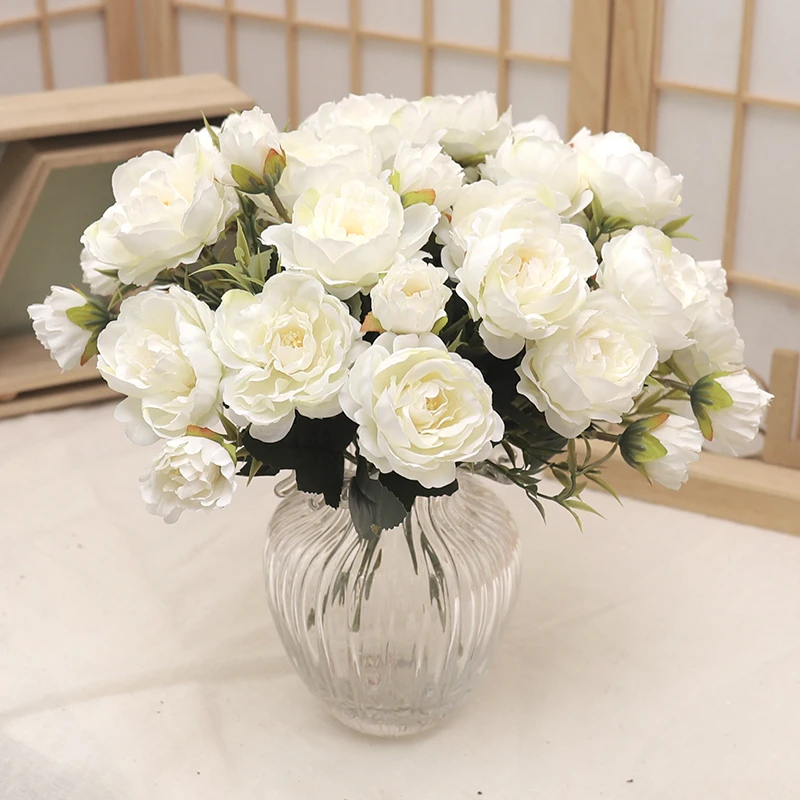 European Peony Artificial Flowers Silk Fake Flowers Peonies for Room Hotel DIY Wedding Decoration Christmas Wreath Garden Decor