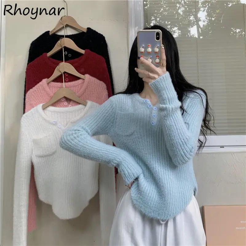 Pullovers Women Pure Classic Sweater Autumn Female Elegant Simple Leisure Tender Basic Ulzzang New Arrival Trendy Soft Chic Ins