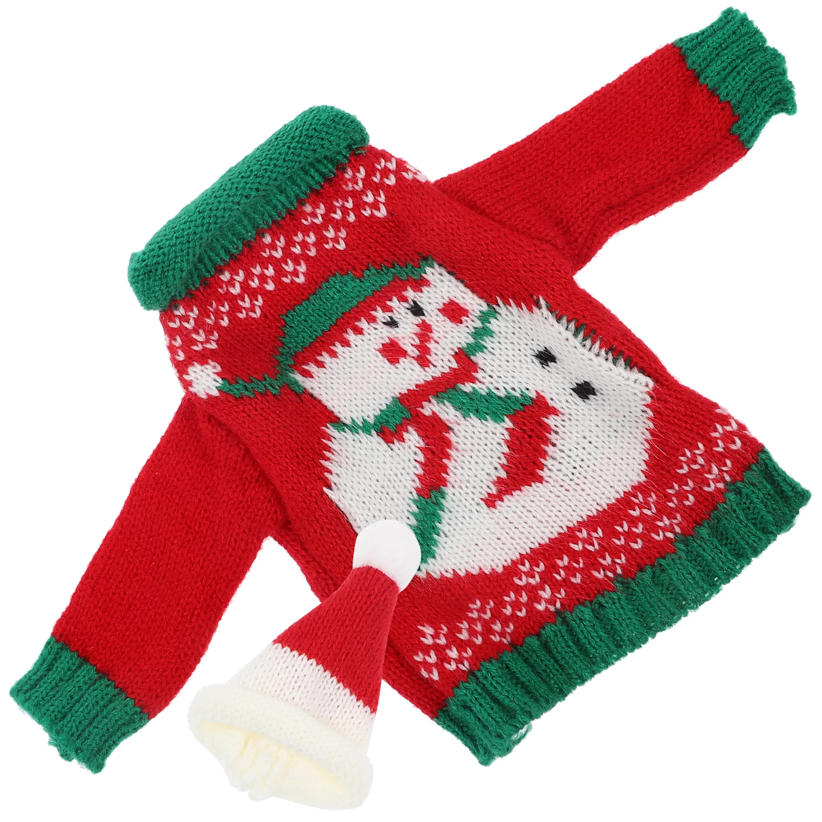 

1Set Knitted Wool Wine Bottle Cover Red Christmas Sweater Hat Reusable Washable Xmas Wine Bottle Clothes Festive Decoration