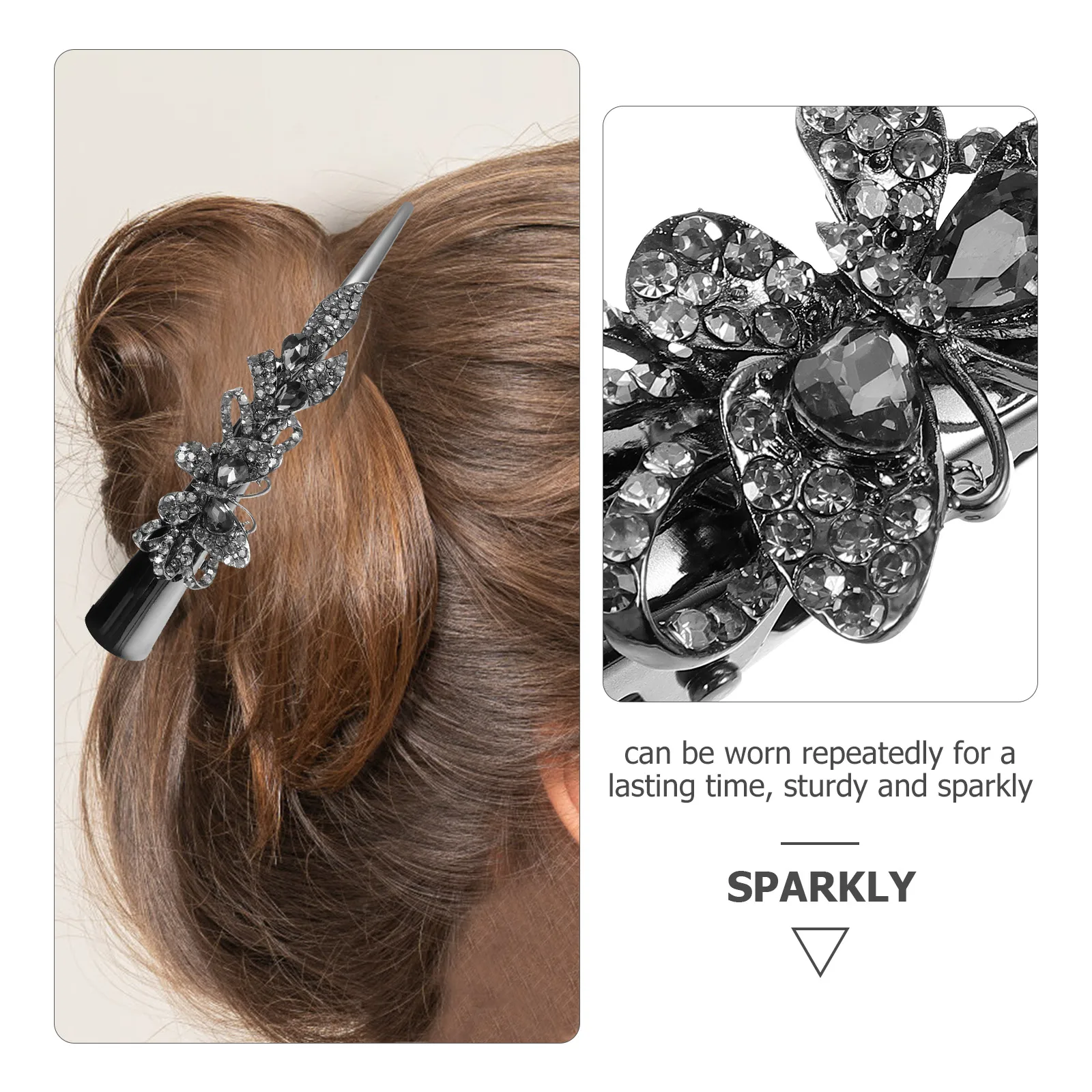 

Bling Crystal Barrette Metal Sparkle Clip Styling Accessory For Women Fine Thick Decorative Party Wedding Gift Hair Clips