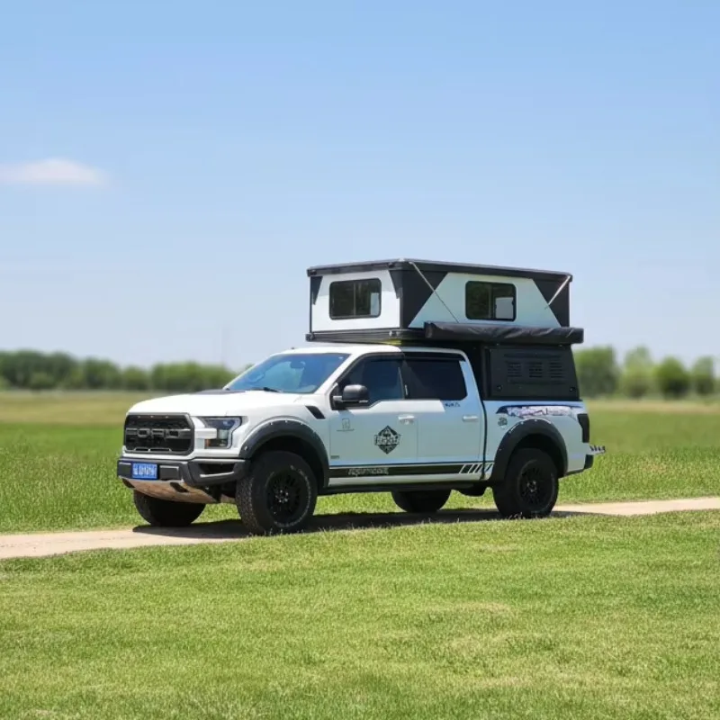 Lightweight Pop Up Camper Aluminum Tent Box Hard Top Canopy 2 Person Off-Road Movable Truck Camper