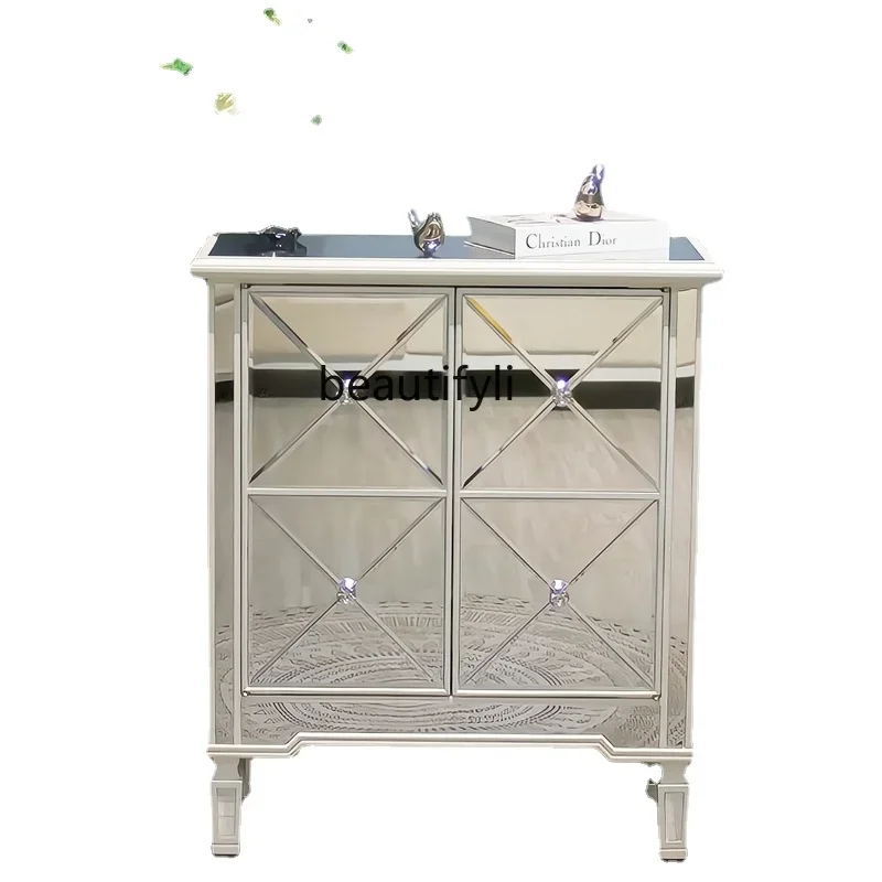 

new styleNordic Light Luxury Glass Entrance Hallway Mirror Dining Side Chest of Drawers Double Door Glass Shoe Cabinet furniture