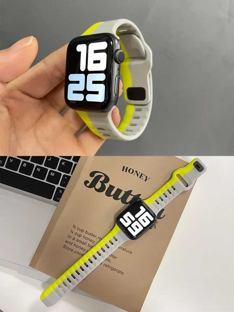 سيليكون الفرقة لساعة أبل سلسلة 10 46 مللي متر 42 مللي متر حزام 44 مللي متر 45 مللي متر 40 مللي متر 41 مللي متر الرياضة سوار iwatch 8 7 6 5 4 3 SE 9 الترا 2 49 مللي متر