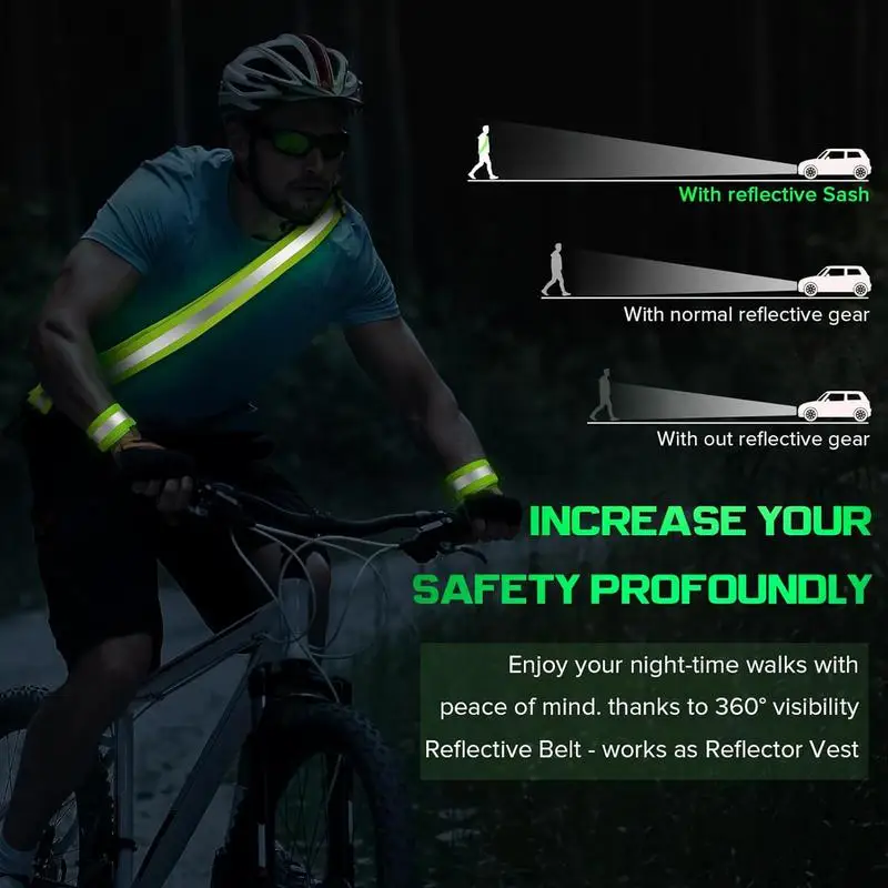 Reflective Safety Shoulder Belt High Visibility Reflective Elasticated Strip  for Cycling Walking at Night  Belt Safety Strap