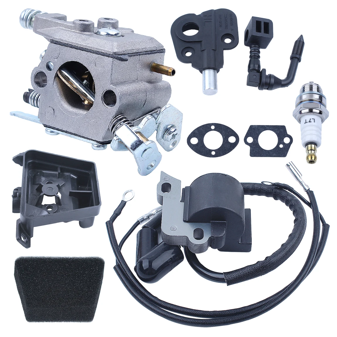 Carburetor Air Filter Chainsaw For Partner 350 351 370 371 420 For Walbro 33-29 w Ignition Coil Spark Plug  Replace 5300718-21