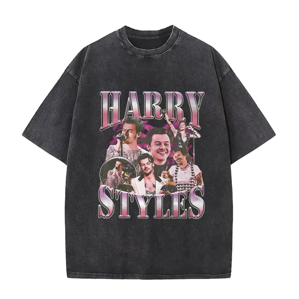 Harry Styles "Together" Tour 2026 Vintage Gewassen T-shirt Mannen Vrouwen Popmuziek Mode Oversized Katoenen Grafische T-shirts Streetwear