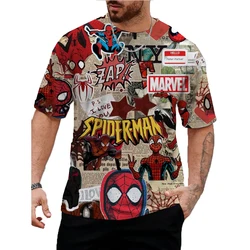 T-shirt da uomo Personalità Casual Marvel Spider Man stampa Hip Hop Manica corta T-shirt sportiva rotonda Abbigliamento da uomo oversize Top