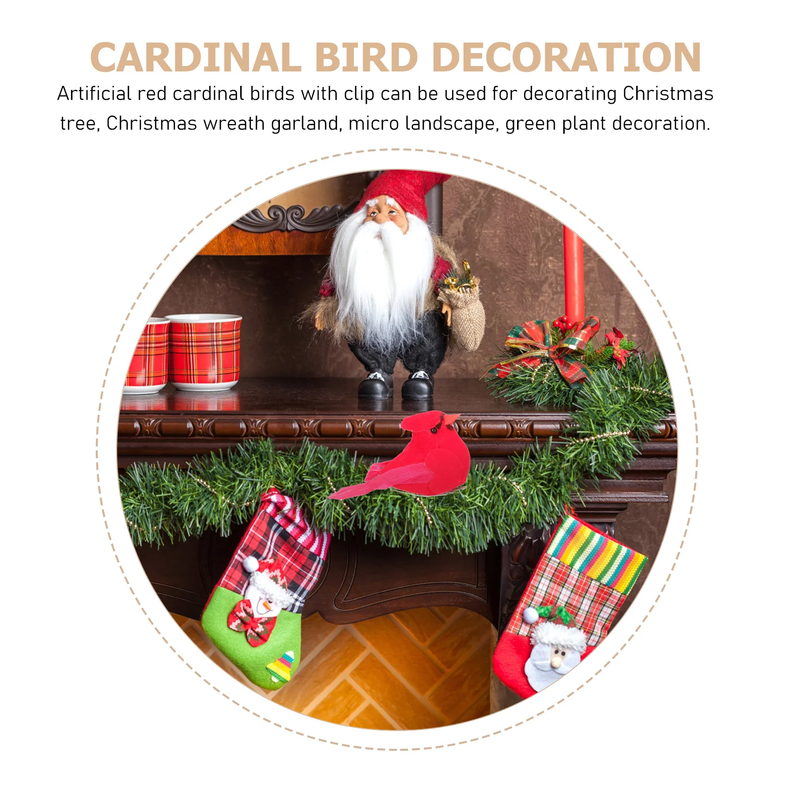 

6Pcs Artificial Red Cardinal Birds Clip Christmas Tree Decoration Fake Cardinal Bird Ornaments Lifelike Xmas Garden Decor