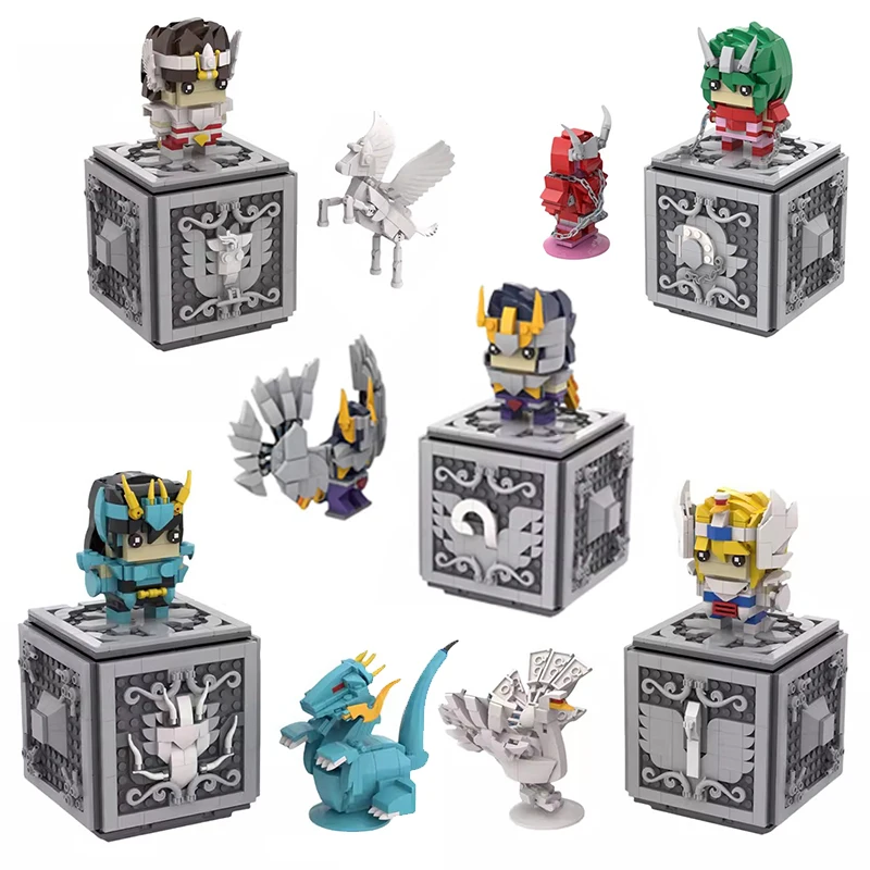 

MOC Twelve Signs Saint Fighter Figure The Five Bronze Sanits Armor Pandora Box Bricks Model Building Blocks Kid Toys Gift