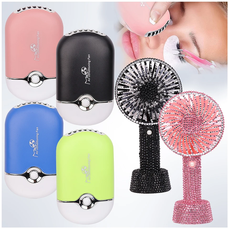 Handheld Mini Fan for Eyelash Extensions Portable USB Charging Creative Air Fans Blower Eyelash Dryer Three-Speed Wind Mini Fan