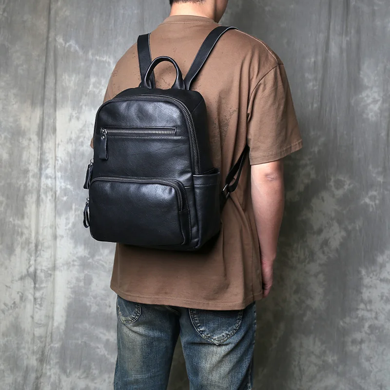 Genuine Leather Shoulder Bag Korean Edition Head Layer Leather Minimally Designed for Men and Women Large Capacity Bag