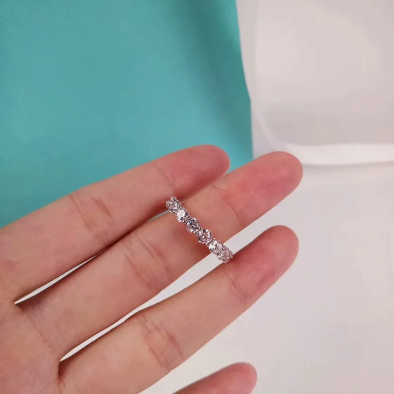 Janji Band 4mm AAAAA zirkon cincin cz 925 perak murni cincin pernikahan pertunangan untuk wanita pengantin pesta halus perhiasan