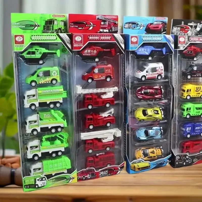 어린이를 위한 이상적인 선물, 4/6Pcs 풀백 관성 위생 트럭 장난감, 엔지니어링 차량 모델