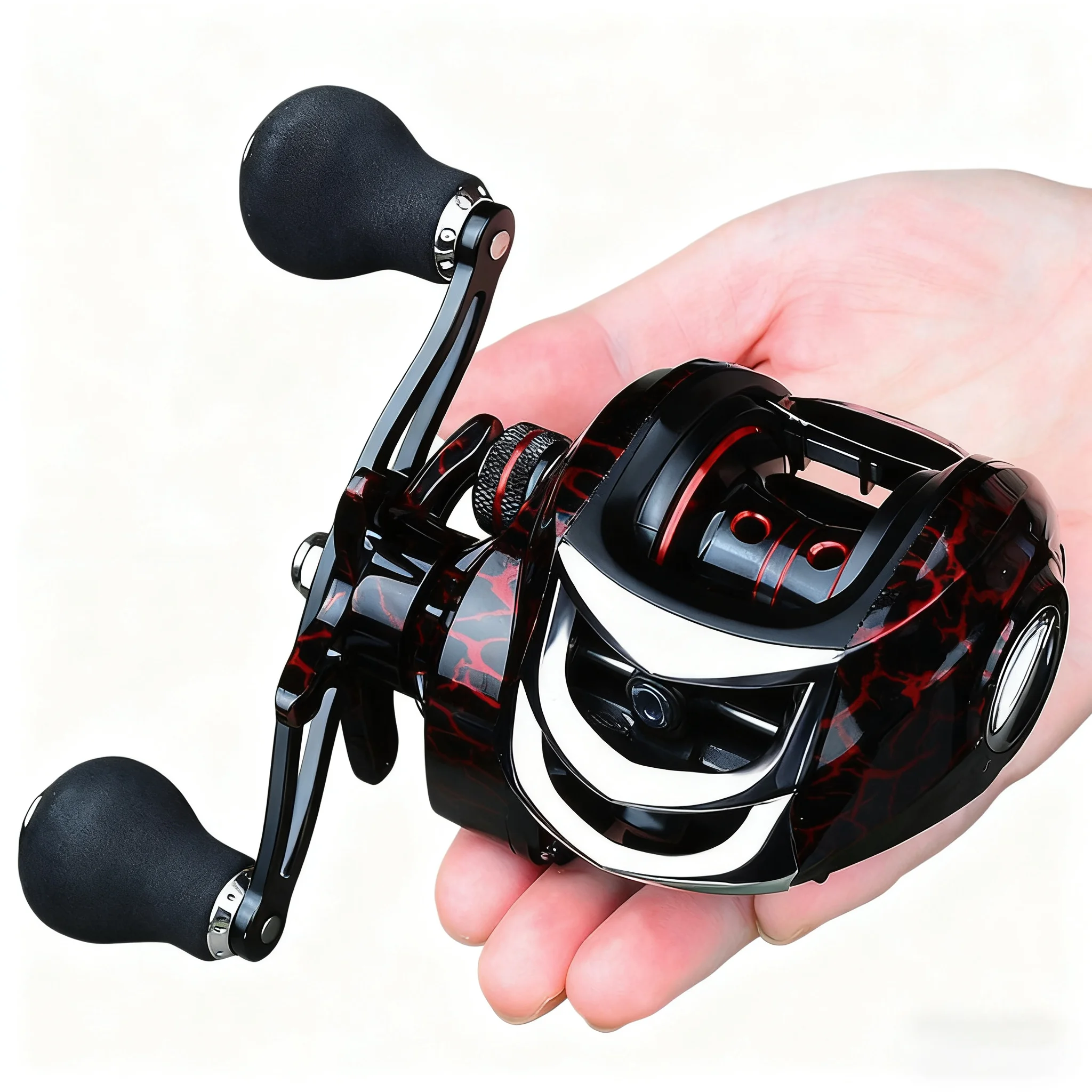 Baitcasting-Rolle, 10 kg, Carbon-Drag 7,1:1, magnetisches Bremssystem, Süßwasser-Angelrolle, flaches Design
