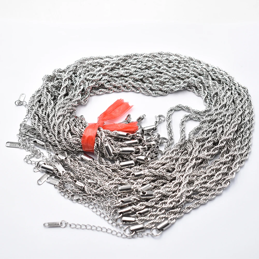 

Wholesale 20pcs/lot 4mm gold colour Fashion stainless steel Chain Rope 40cm+5cm Chain Lobster Clasp DIY Jewelry Accessories