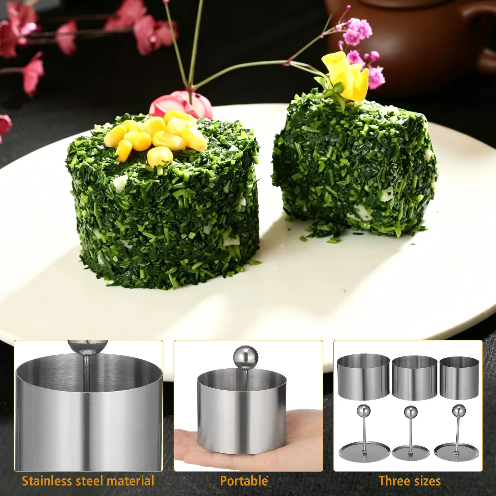 Cold Dish Placing Mold Stainless Steel Round Cold Dish Mold Dessert Cold Dish Shaper Food Presentation Setting Model for Kitchen