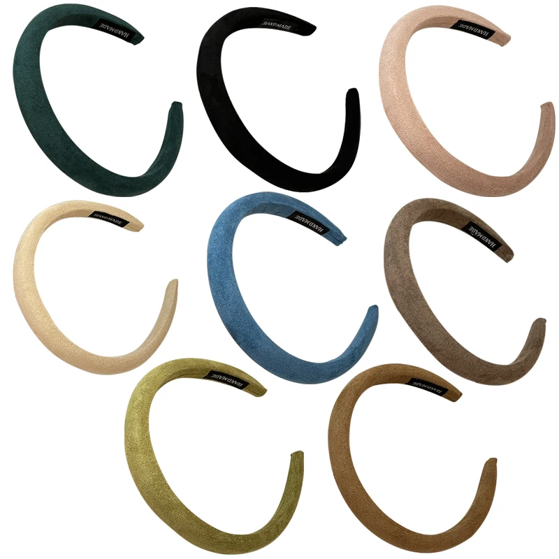 Ikat Kepala Wanita Spons Suede Warna Solid Bando Rambut Antik Anak Perempuan Bando Rambut Aksesori Rambut Modis