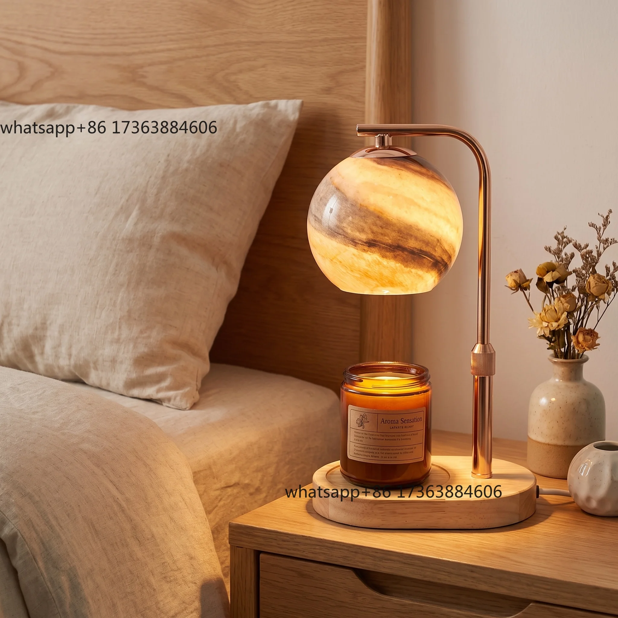 Wholesale Custom Logo Stone-like Sphere Flameless Candle Melting Lamp Bulk Luxury Wabi Sabi Home Decor