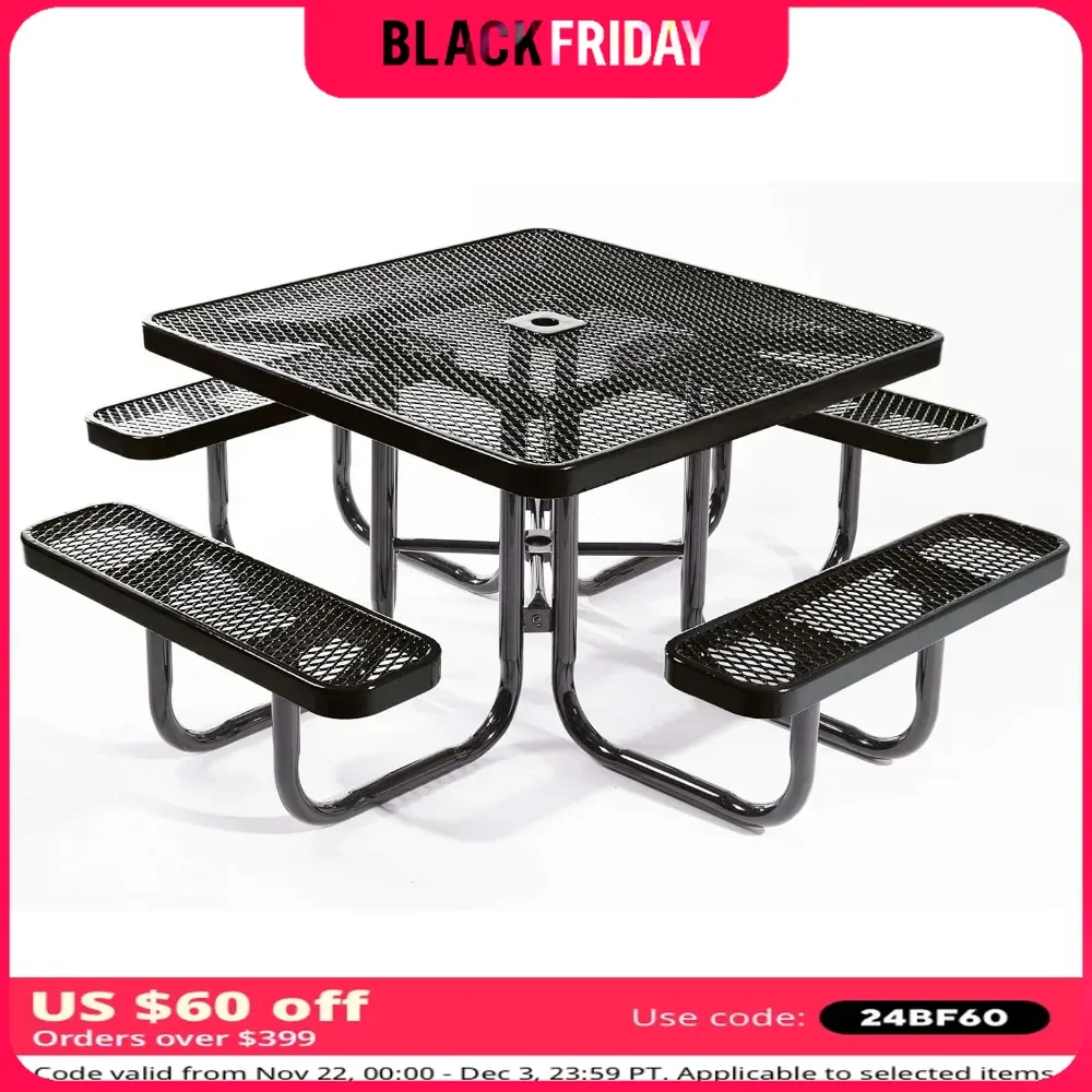 Coated Outdoor Furniture Heavy-Duty Portable Outdoor Picnic Table with Umbrella Hole,Tables