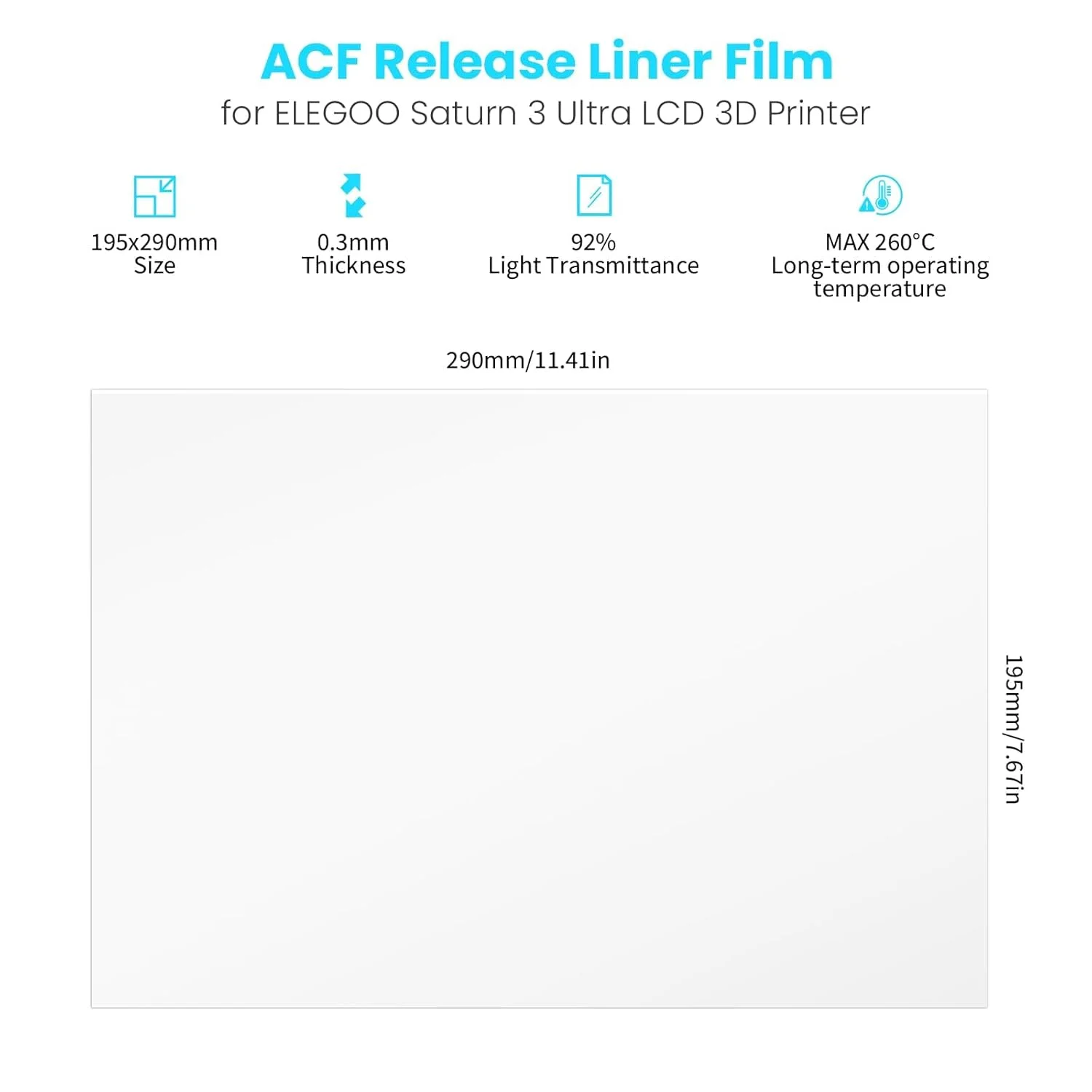 Film untuk ELEGOO PFA Release Liner Film untuk Saturn 2/3/4/4 Ultra LCD Film Suku Cadang Printer 3D