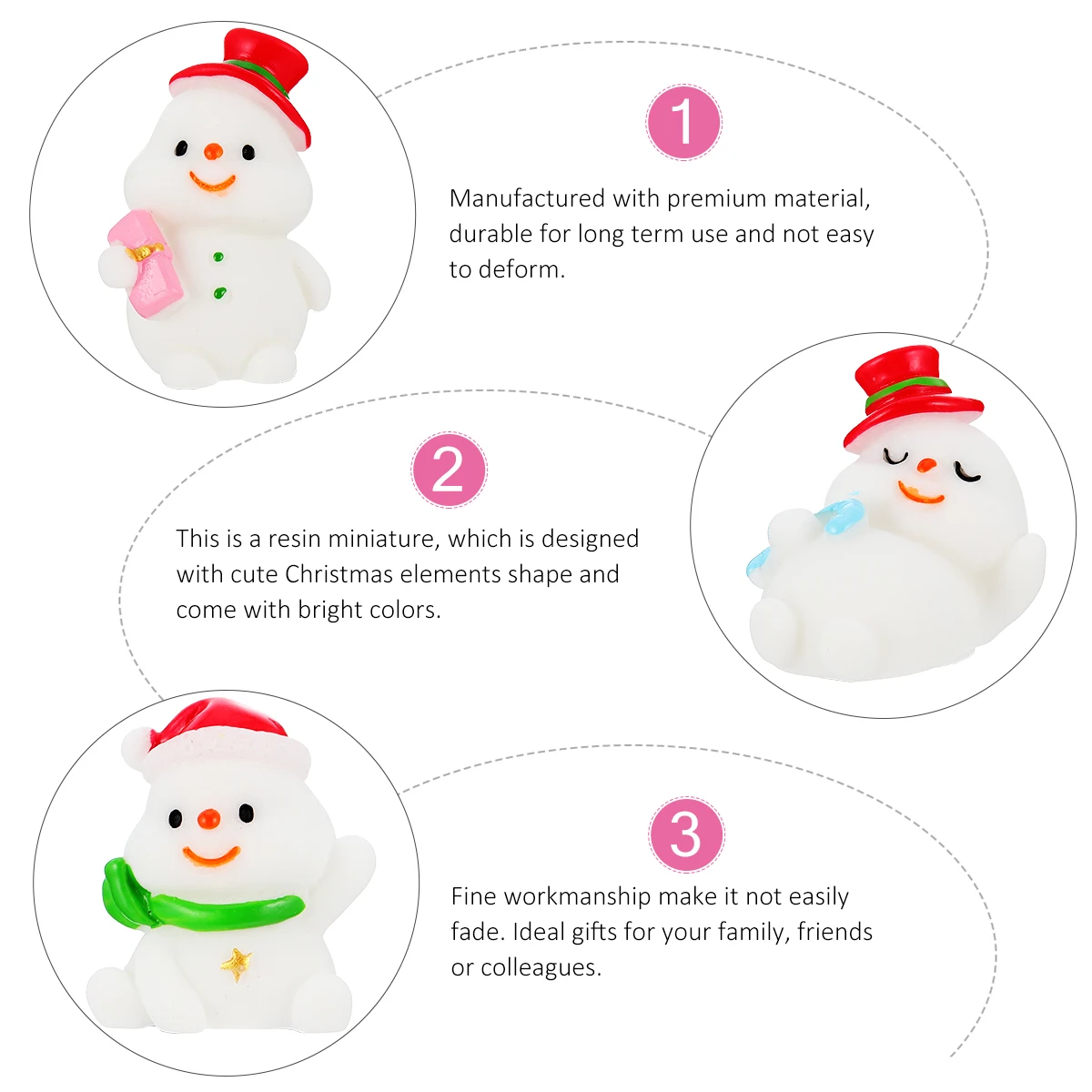 

8Pcs Desktop Snowman Ornament Resin Christmas Decoration Mini Home Decor for Living Room Bedroom Xmas Party Setup