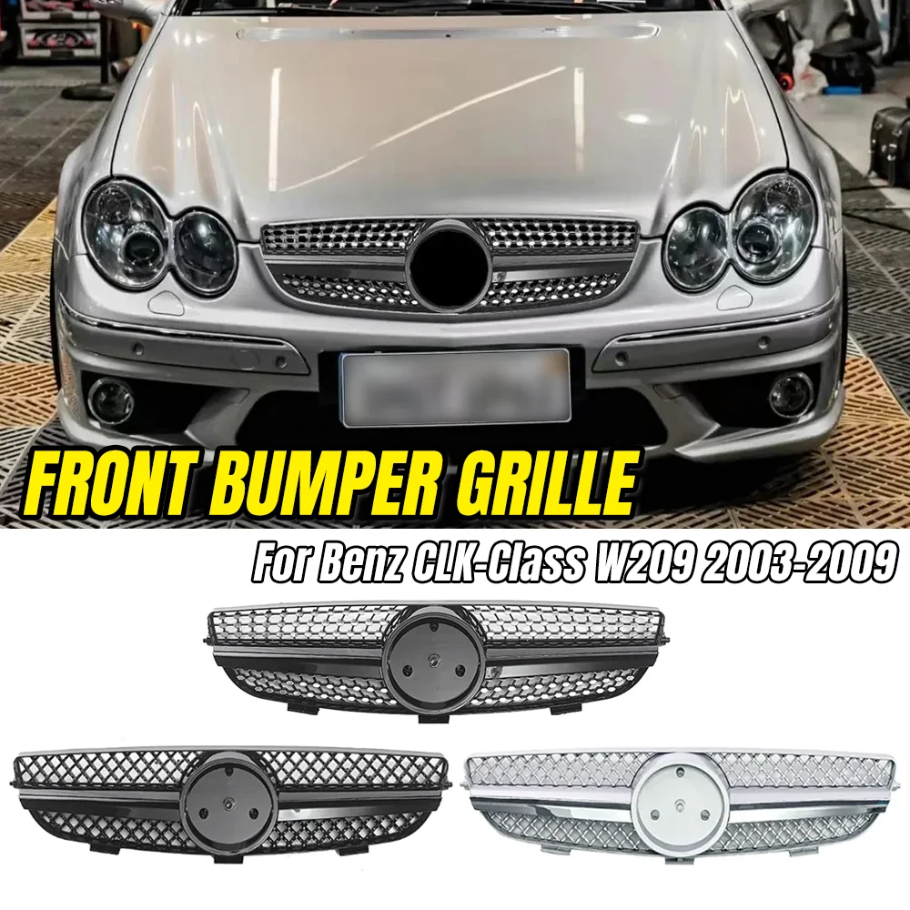 

Sport Front Grille for Mercedes-Benz CLK-Class W209 2003-2009, Racing Mesh Grill Replacement Car Exterior
