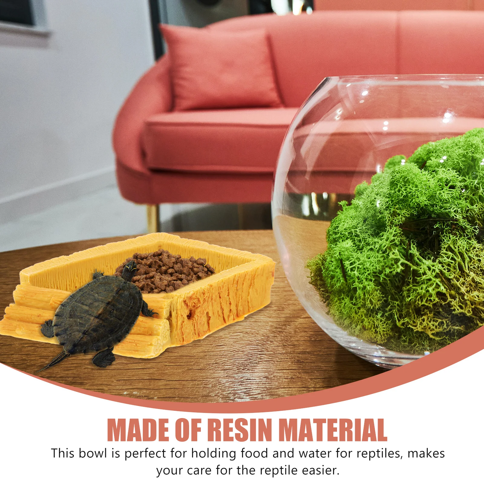 

Reptile Food Water Bowl Resin Feeding Dish for Gecko Lizard Snake Tortoise Pet Feeder Basin Terrarium Accessory