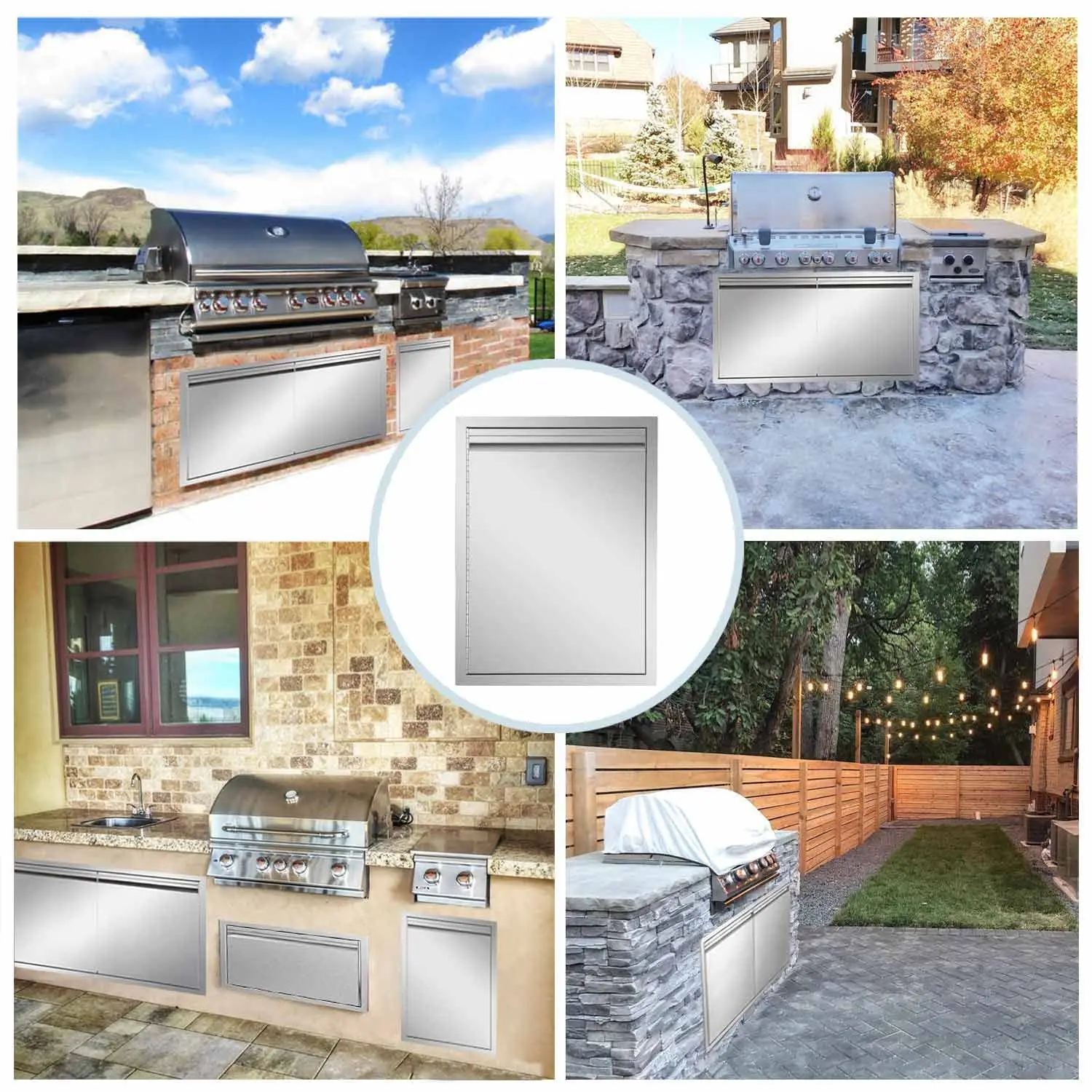 Outdoor Kitchen Door Double Wall Door Panel Stainless Steel BBQ Single Door Flush Mount for Outdoor Kitchen Island