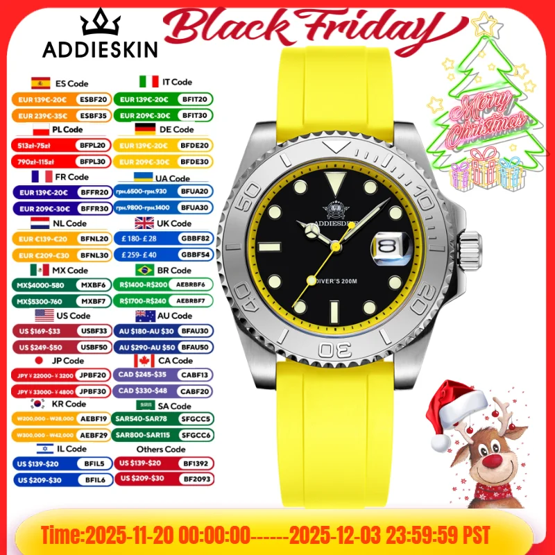 ADDIESDIVE 41mm marca superior Reloj deportivo para buzo azul luminoso Reloj Hombre 200m resistente al agua часы мужɔе zilhem relojes de cuarzo