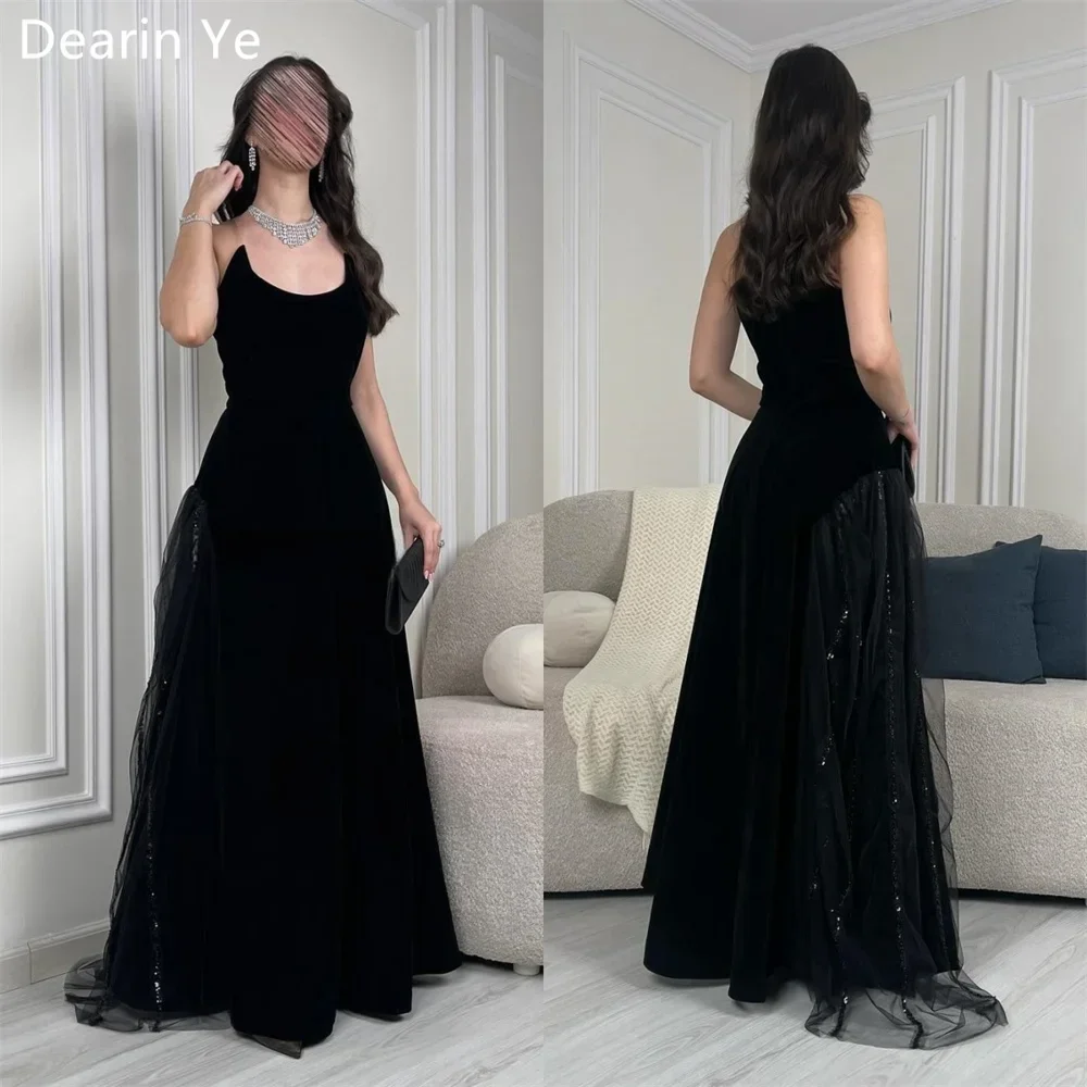 Vestido de baile personalizado Dearin alça espaguete linha A até o chão saias drapeadas tule sem mangas vestidos de ocasião sob medida formal S