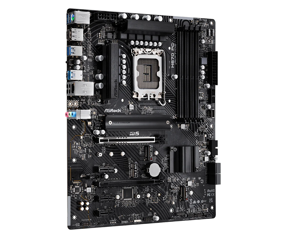 ASRock H670 PG Riptide Motherboard DDR4 LGA1700 Support 12/13/14th Gen i5-12400F i5-12600KF i7-12700F i5-13400F ATX Intel H670