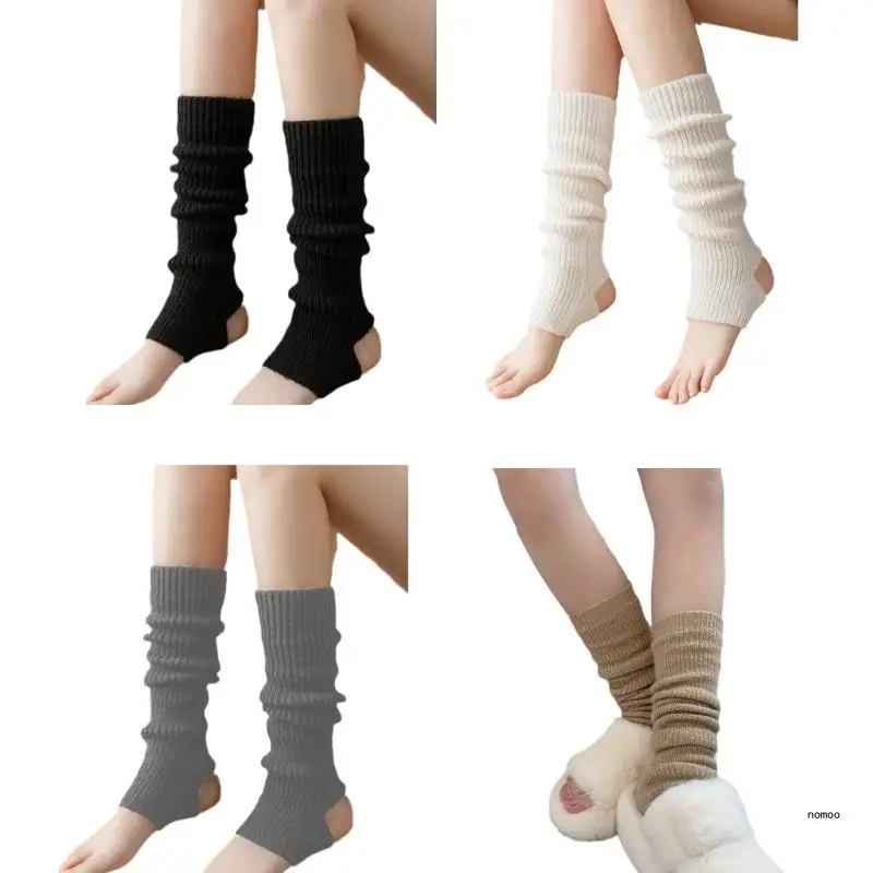 

Winter Toeless Leg Warmers Stockings Long Tube Socks Calf Long Socks for Women Solid Color Crochet Leisure Socks