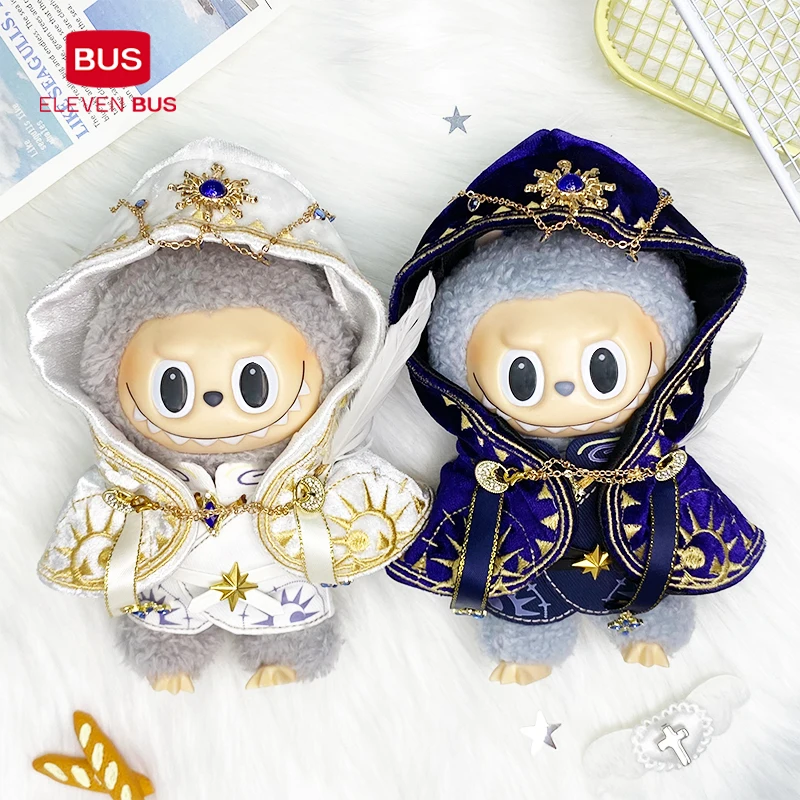 

17cm Cotton Doll Clothes Witch Black Meow For The Monsters Labubu 1.0 2.0 3.0 Kawaii Cosplay Clothes Cool Christmas Doll Gift