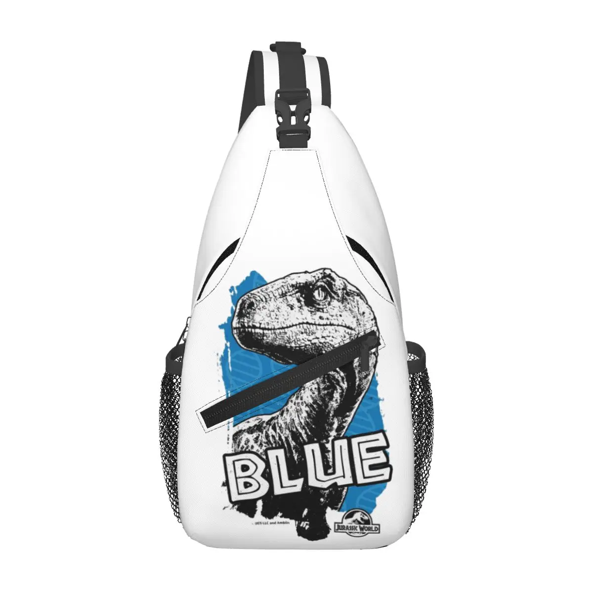 Jurassic World - Blue Fan Art Graphic 2 Chest Bag Men Sling Crossbody Backpack Chest Bag Travel Hiking Daypack Shoulder Bag