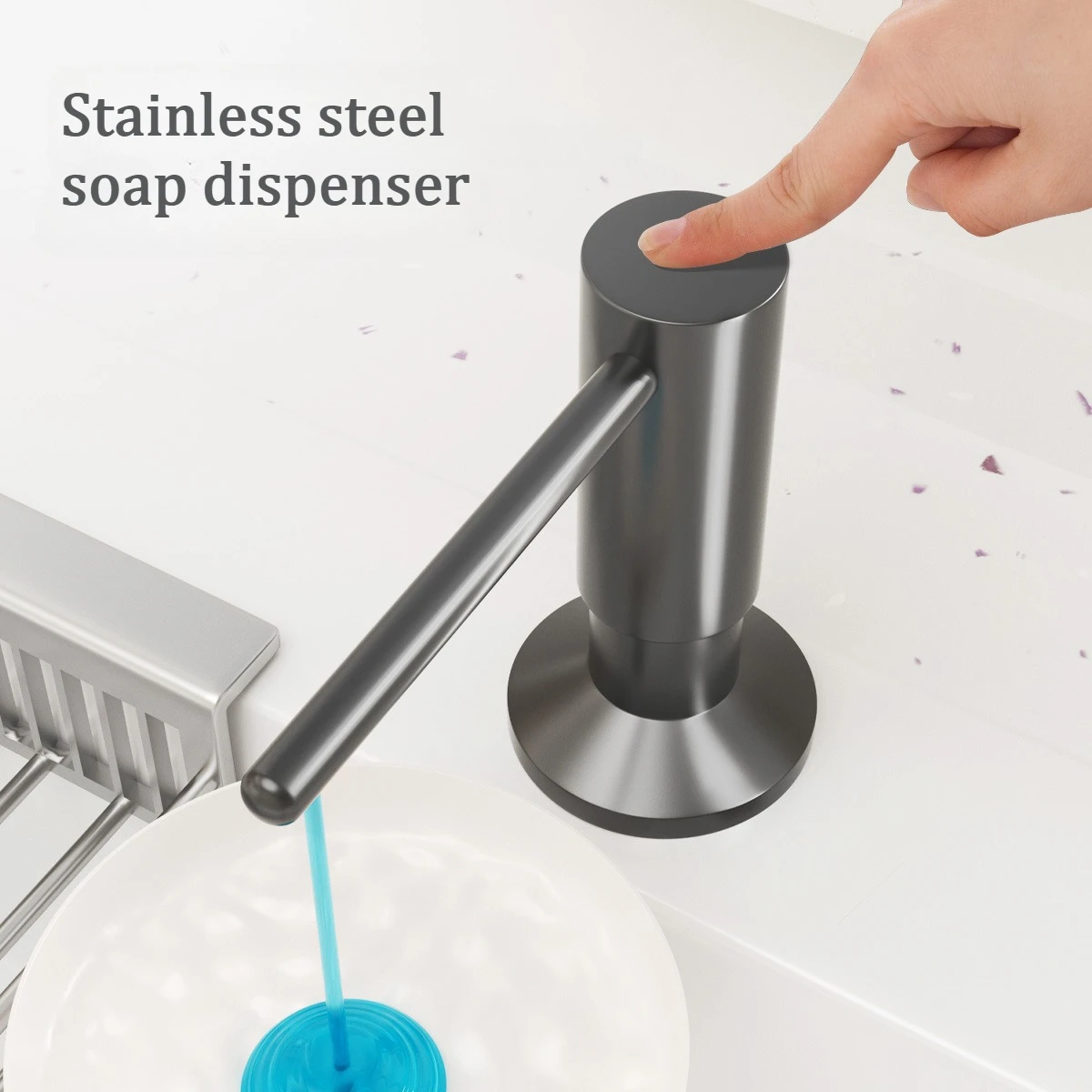 

Американский дозатор мыла из нержавеющей стали для домашней раковины, пресс для моющего средства для автофургона