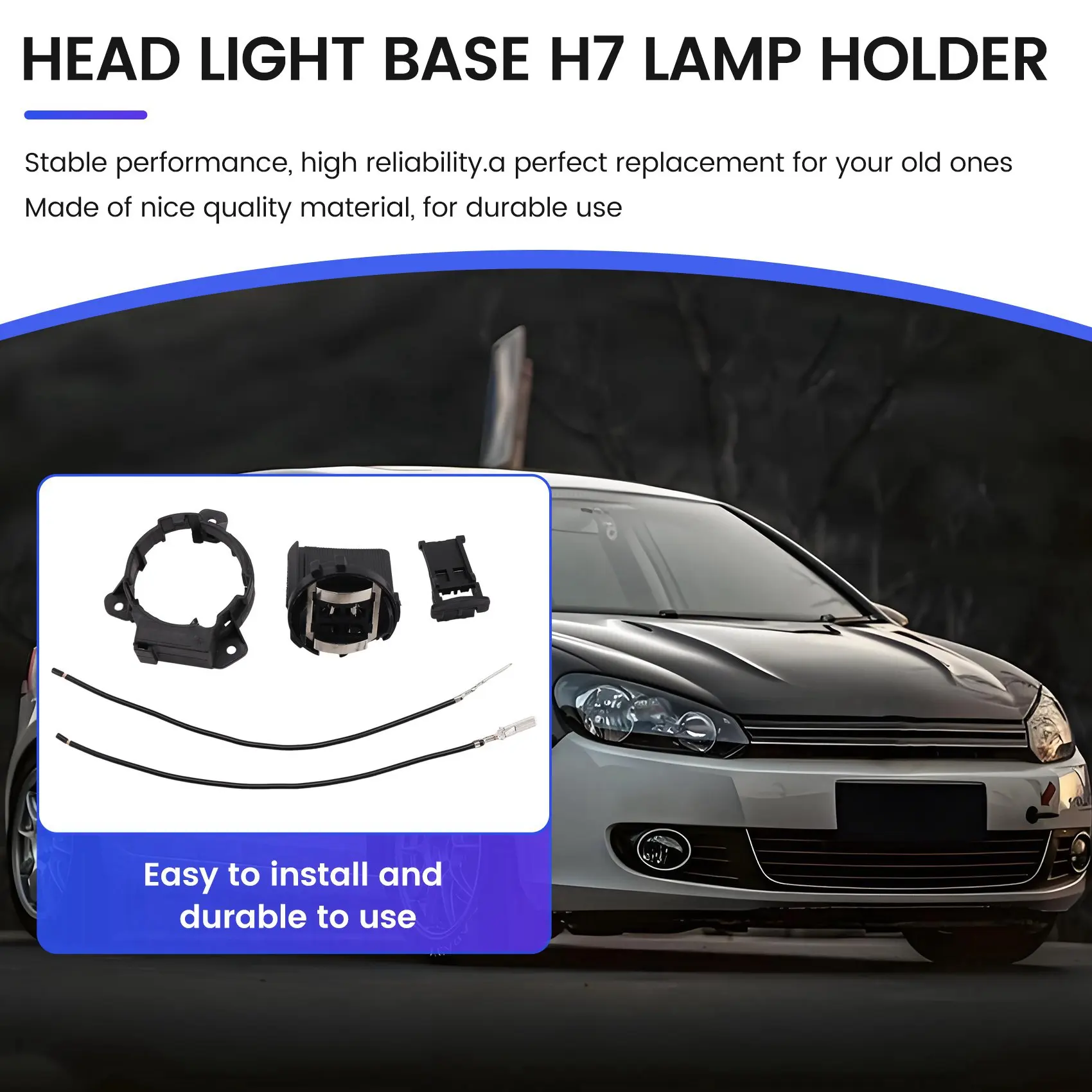 

Classic-4X Car Halogen Lamp Holder Low Head Light Base H7 Lamp Holder 5K0941109 A9068260282 For VW Golf 6 MK6 7 MK7 Tiguan