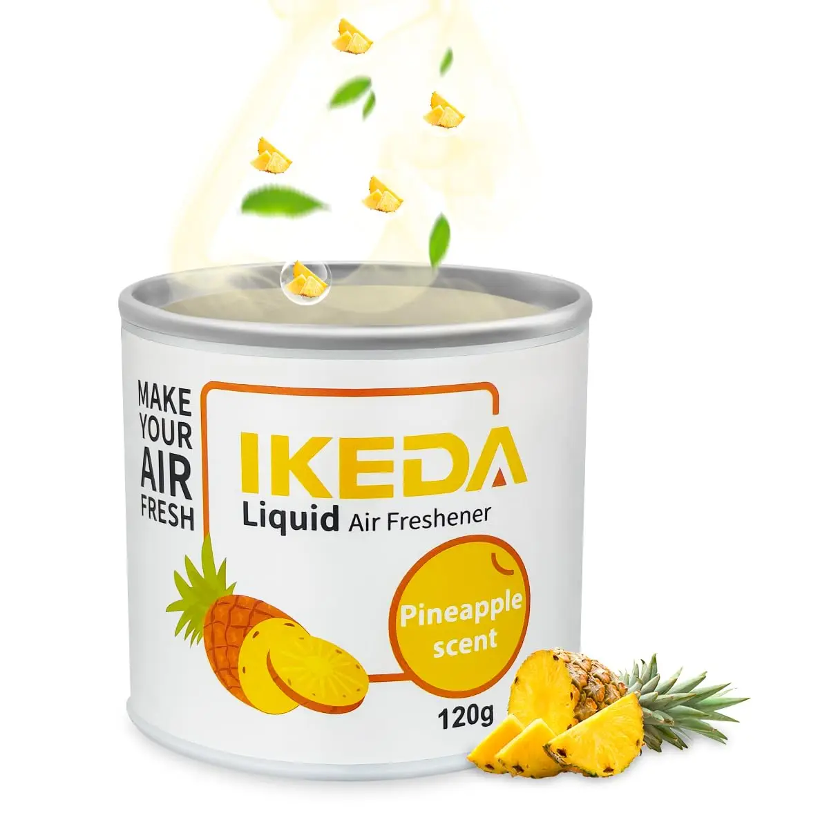 Car Air Freshener: Pineappie scent Liquid Cans Odor Elimination Smoke Smell Remover Strong Long-Lasting Fragrance For Auto Home