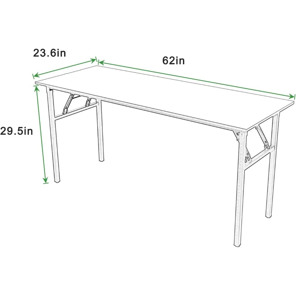 Modern 62-inch opvouwbaar computerbureau - grote schrijftafel voor thuiskantoor in eenvoudige stijl, ruimtebesparend opvouwbaar ontwerp voor efficiënt