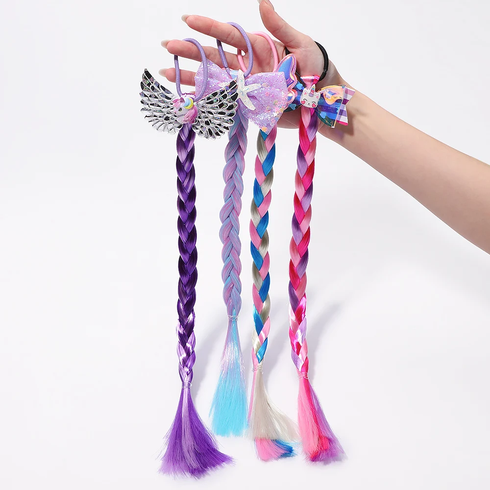 1Pcs/Set Colourful Bow Braid Hair For Baby Girl DIY Hairstyle Headband Kid Ponytail Holder Rubber Band Princess Hair Accessories