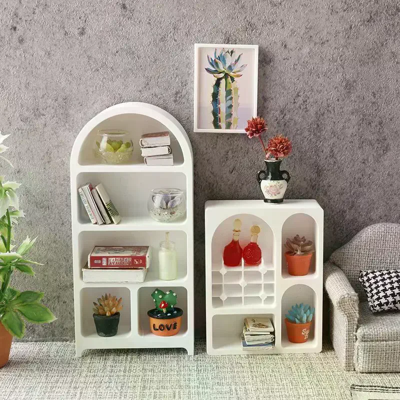 1/12 Dollhouse Simulation Mini Bookshelf Storage Cabinet Model Dollhouse Furniture Decoration Dolls House Living Scene Ornament
