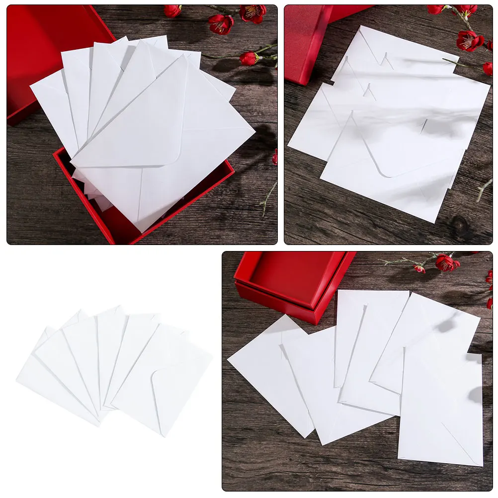 

50pcs White Envelopes Pure Double Offset Paper Self Seal Sturdy Privacy Protect Versatile Usage Ideal Storage Decorative Card
