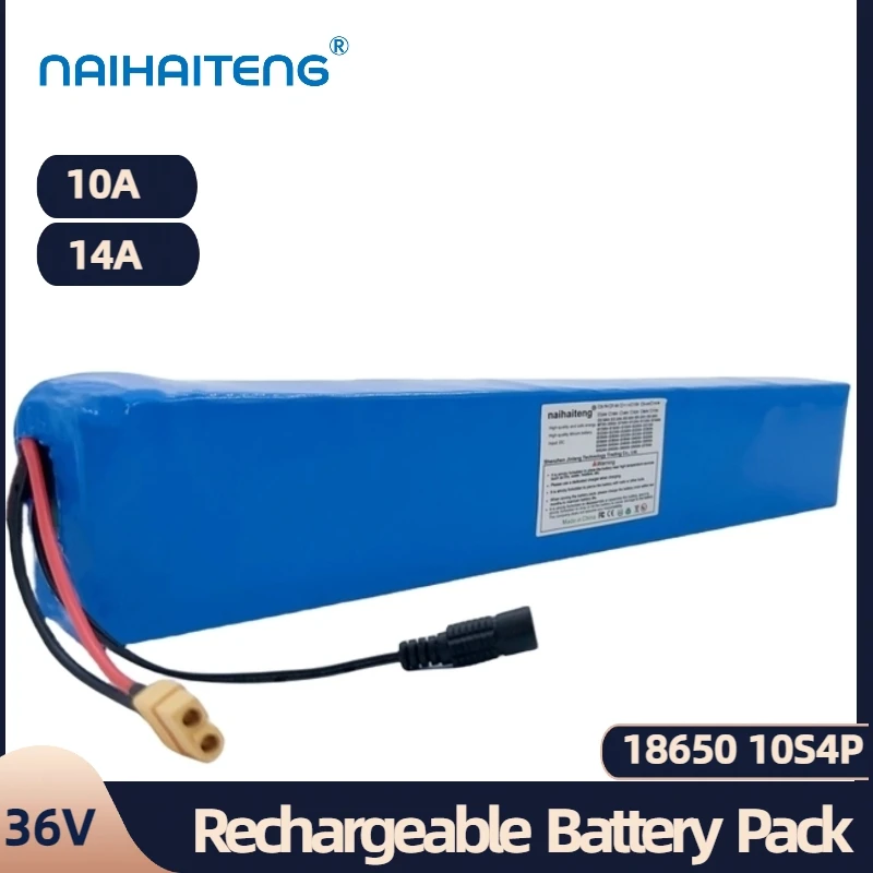 36V 10A 14A 18650 10S4P Rechargeable Li-ion Battery Pack XT60 Plug Customizable Blow 500W For Modified Folding Vehicles