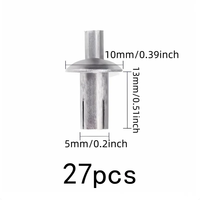 27 pcs 5*13mm Strike Core Expansion Rivets, Expansion Lock Design, suitable for Daily DIY Projects, Multipurpose
