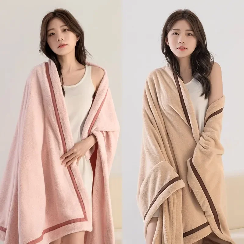 Nordic Super Soft Coral Velvet Bath Towel 90X170Cm 7A Antibacterial Absorbent Towel Skin-Friendly Warm Blanket for Office Beach