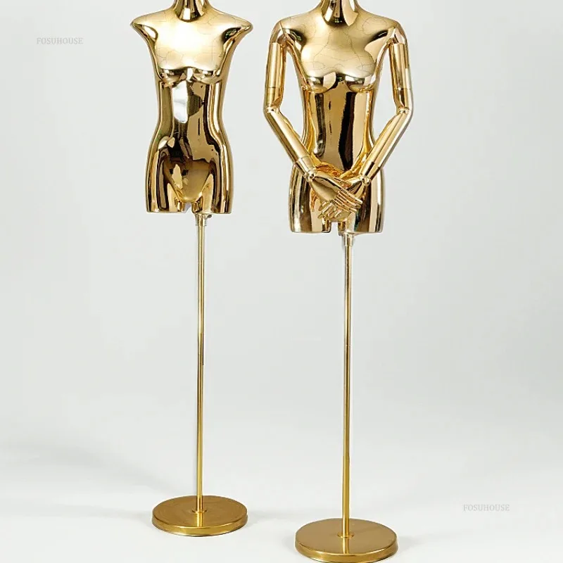 

Women's Half-length Mannequin Clothing Window Display Stand Korean Style Electroplated Mannequins for Women's Clothing Store GM