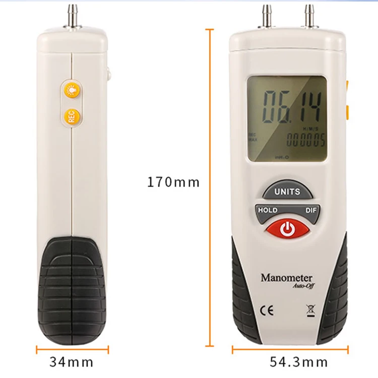 HTI HT-1891 ręczny Proable manometr cyfrowy miernik ciśnienia różnicowy licznik ciśnienia Tester ciśnienia gazu wyświetlacz LCD