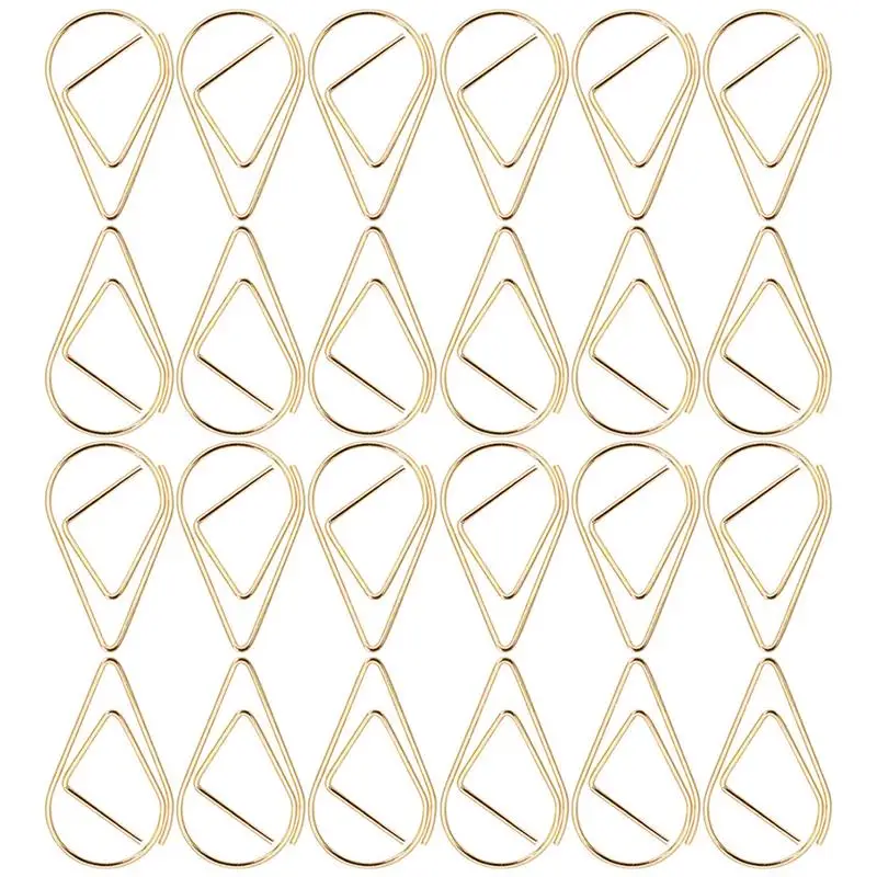 100pcs Office Paperclips Paper Clips Drop Shaped File Paper Clips Document Paper Clips Wedding Invitation Paper Clip Clips