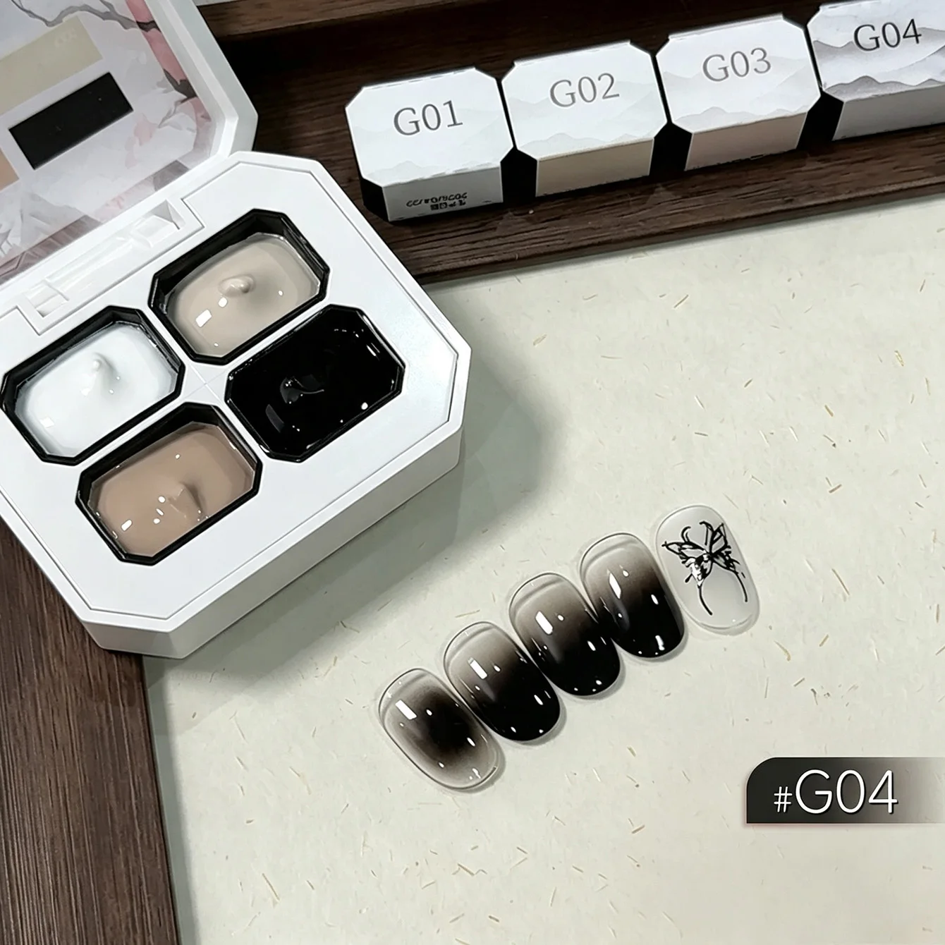 4-Farben-Nagellack-Gel-Nagel-Concealer offline Hochsättigendes Farbverlauf-Nagelkunst-Gel-Lack Weiße Nägel Schwarze Nägel – Detail 9