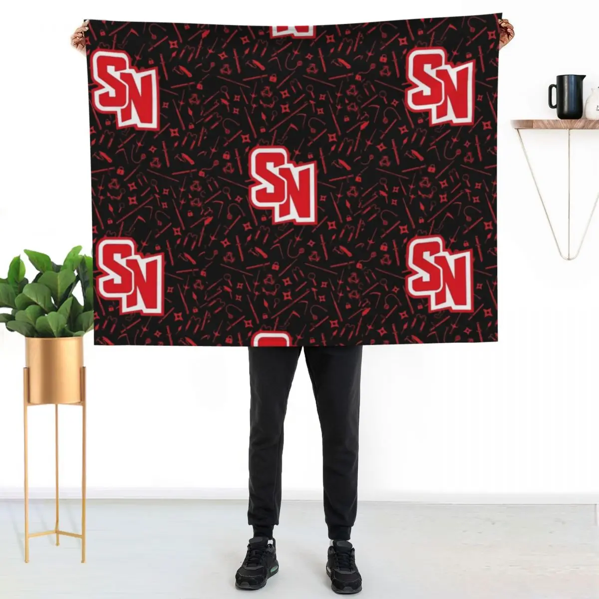 

Collects all sword tools of a ninja sn- art logo Throw Blanket Fuzzy Plush Throw Blanket for Sofa Chair