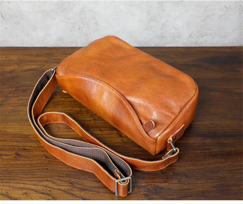 Imagem -04 - Outdoor Casual Natural Couro Genuíno dos Homens Bolsa de Ombro Moda Simples Fim de Semana Impermeável Macio Real Cowhdie Crossbody Bolsa